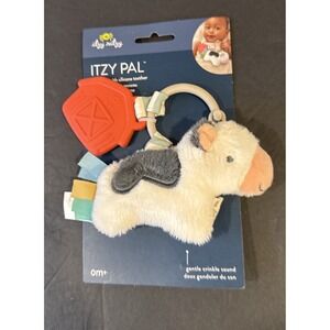 Itzy Pal Cow Lovey Crinkle Plush Pal With Silicone Teether Farm Themed Toys New